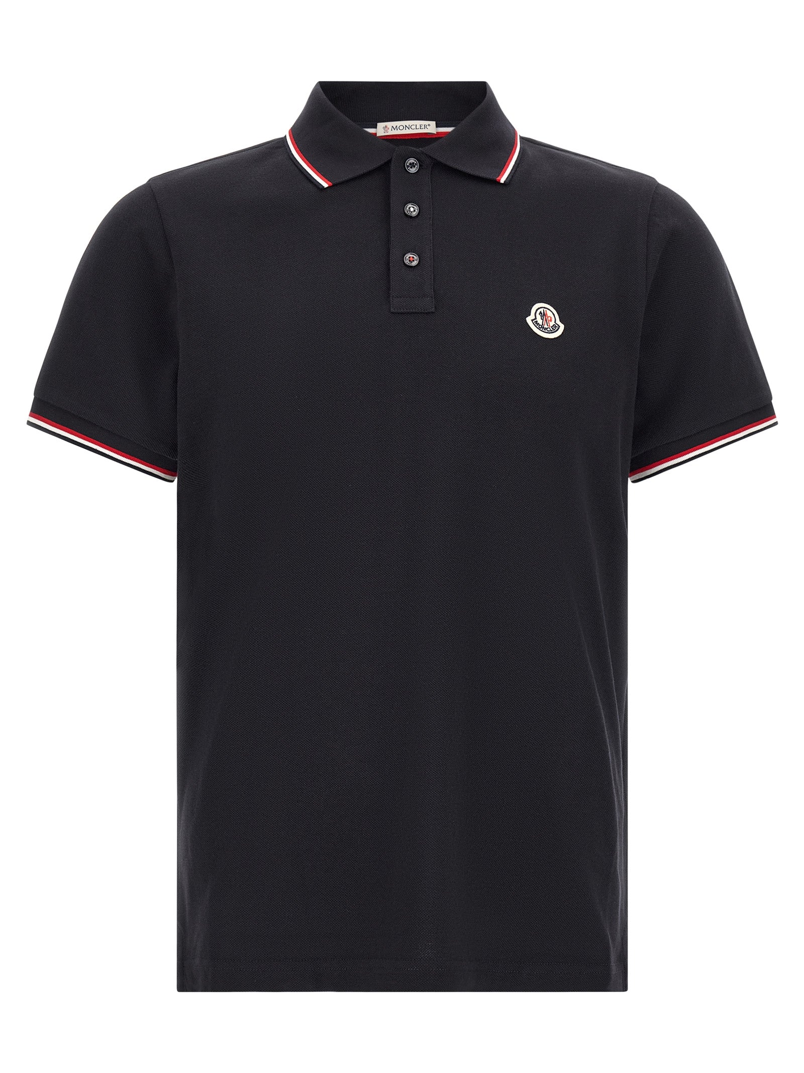 Polo Shirt by Moncler for men in cotton felt navy & striped presents a crisp silhouette, artfully detailed with a crisp and crisp .