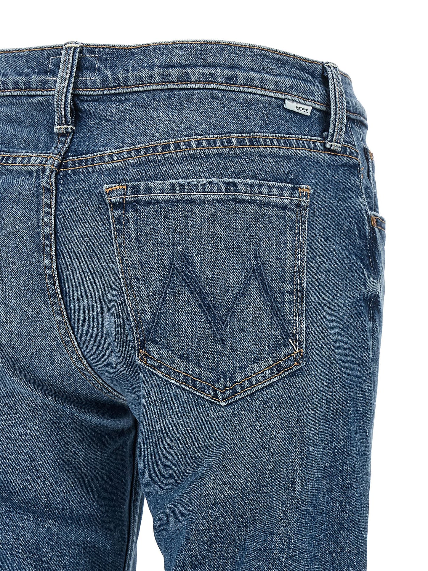 Jeans by Mother Denim for women in stretch cotton denim blue, copper & signature features a refined silhouette with a refined flared & bootcut, defined by a low rise and a refined long for a refined finish.