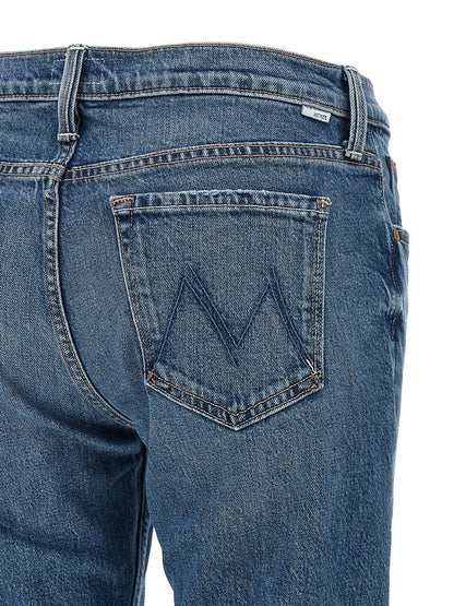 Jeans by Mother Denim for women in stretch cotton denim blue, copper & signature features a refined silhouette with a refined flared & bootcut, defined by a low rise and a refined long for a refined finish.