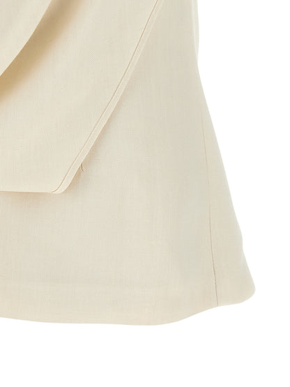 Shirt by Brunello Cucinelli for women in linen & viscose ivory & white features an architectural silhouette with a refined and elegant for a architectural look.