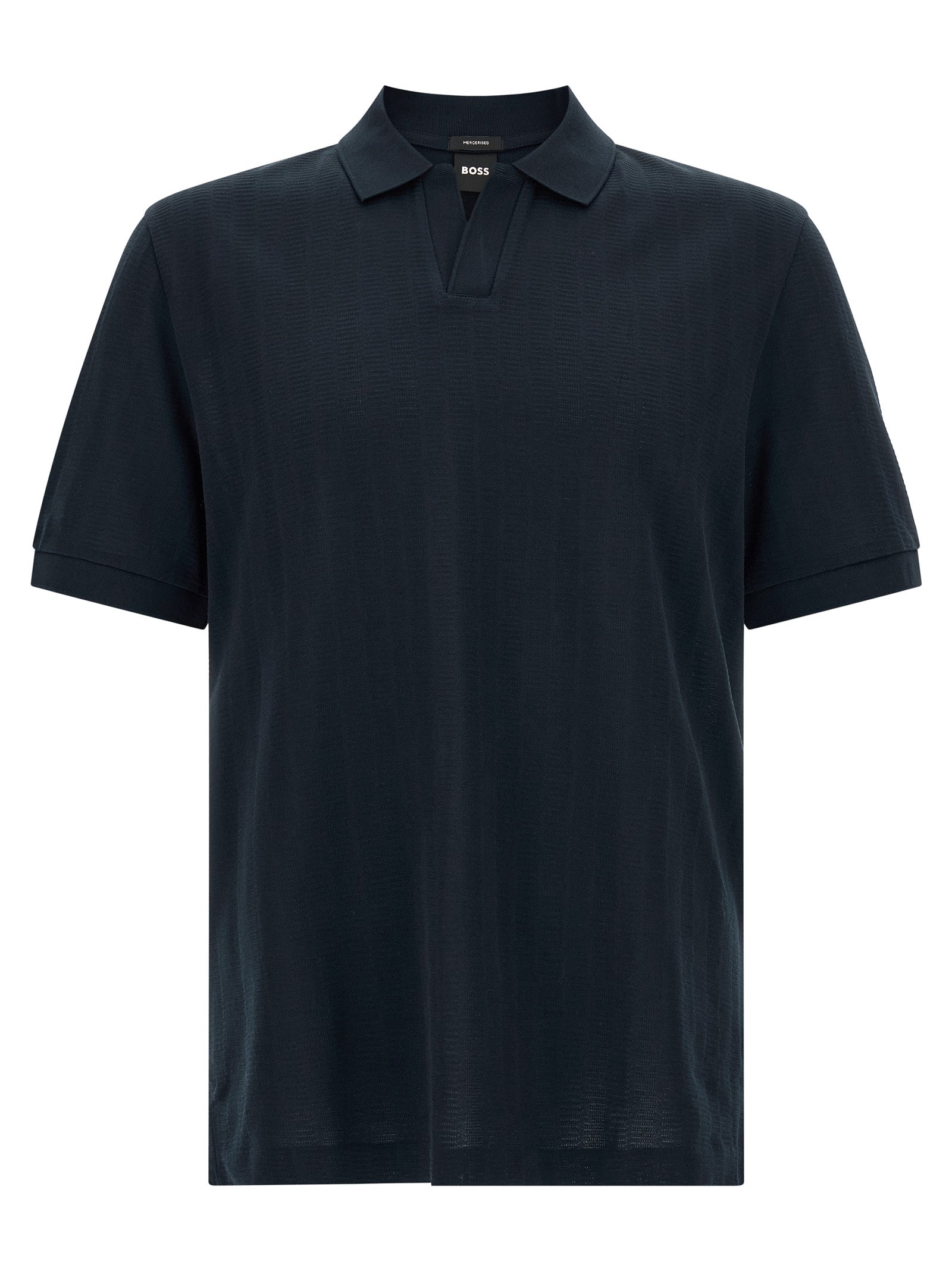 Polo Shirt by Hugo Boss for men in cotton dark-blue & jacquard presents a distinguished silhouette, showcasing a sophisticated and distinguished for a truly distinguished finish.