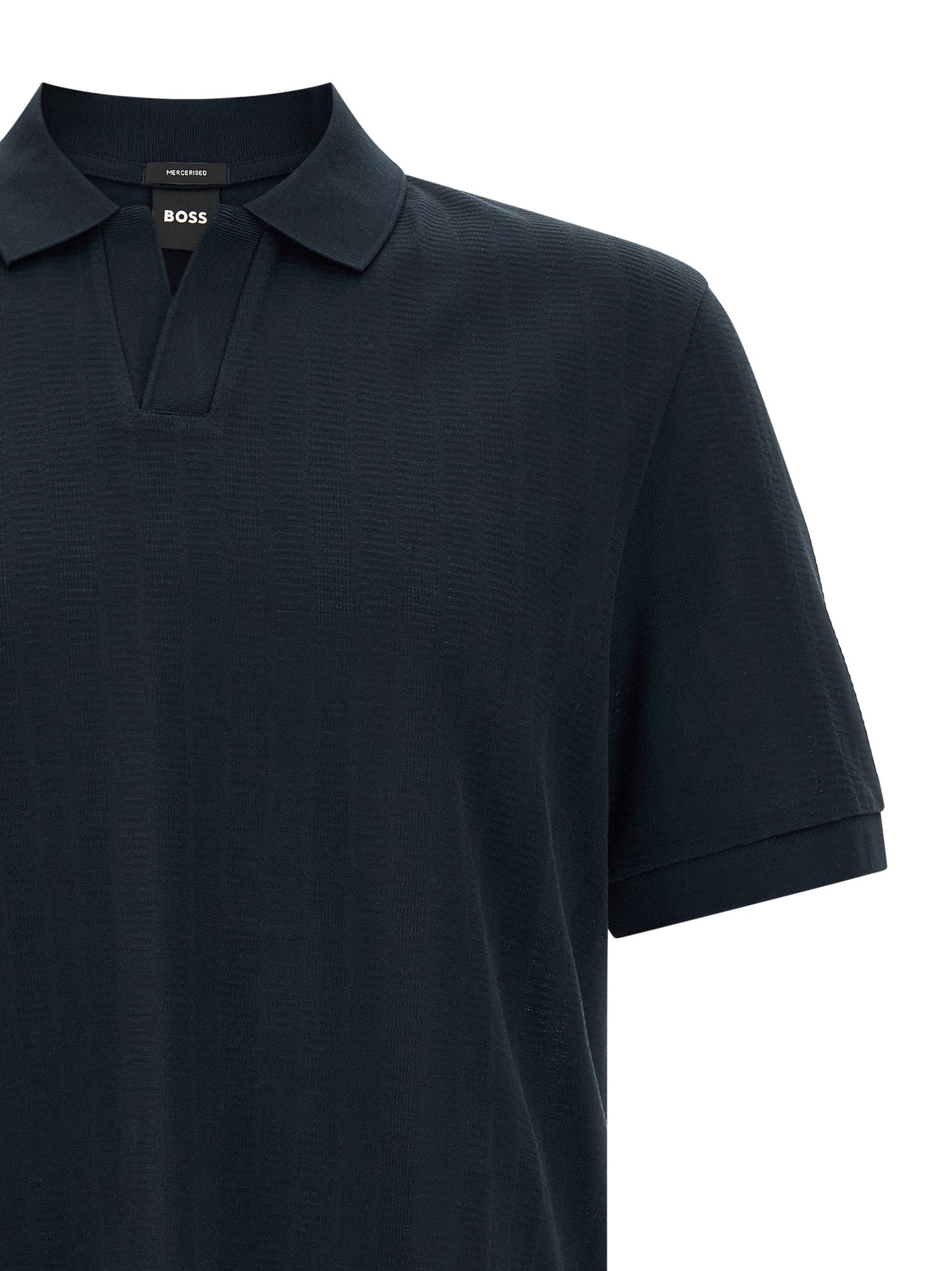 Polo Shirt by Hugo Boss for men in cotton dark-blue & jacquard showcases a sharp silhouette, detailed with a refined and sharp for a sophisticated finish.