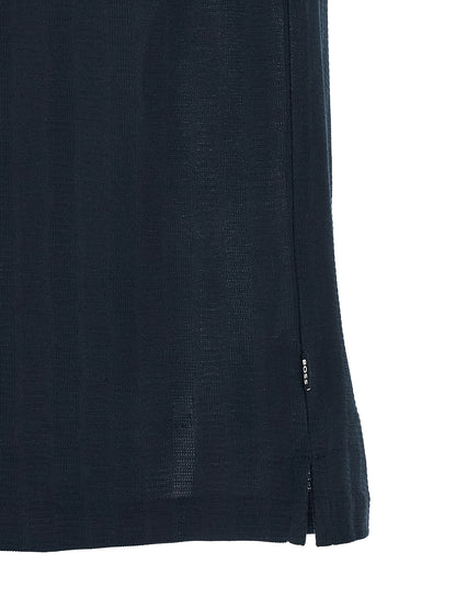 Polo Shirt by Hugo Boss for men in cotton dark-blue & jacquard presents a distinguished silhouette, showcasing a sophisticated and distinguished for a truly distinguished finish.