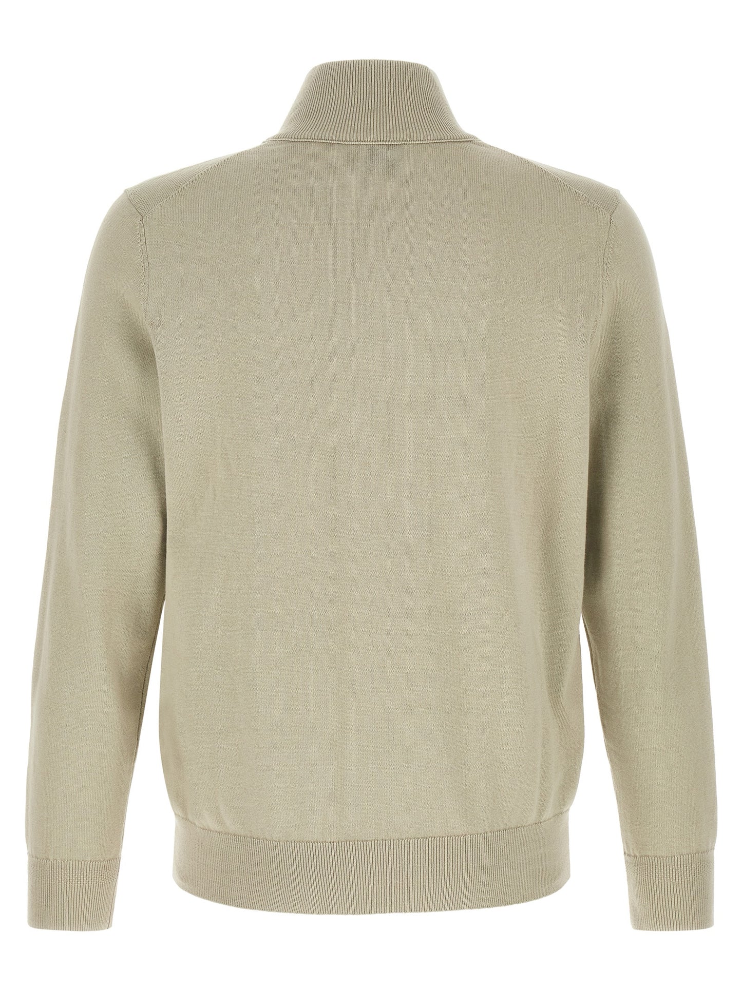 Cardigan by Hugo Boss for men in cashmere cotton blend beige, black & sand presents a textural silhouette, artfully finished with a textural high-neck neckline and for a sophisticated, textural look.