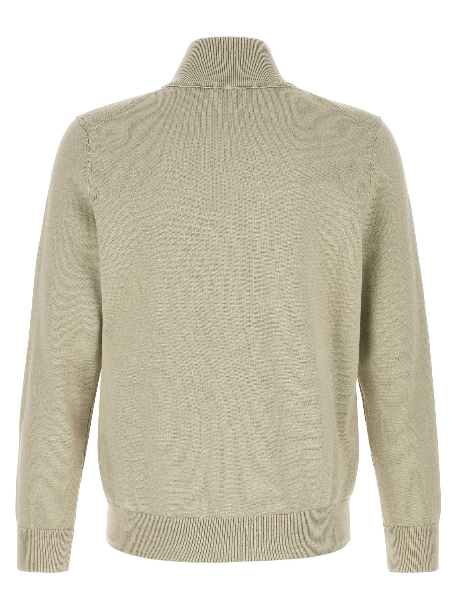 Cardigan by Hugo Boss for men in cashmere cotton blend beige, black & sand presents a textural silhouette, artfully finished with a textural high-neck neckline and for a sophisticated, textural look.