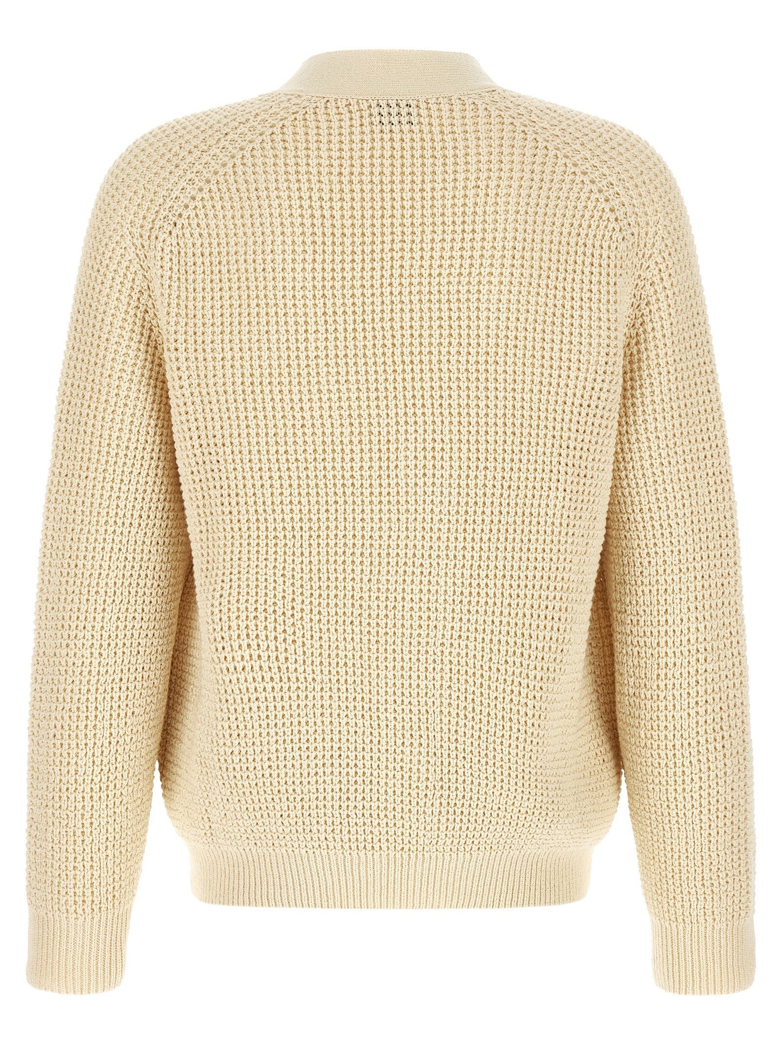 Cardigan by Hugo Boss for men in cotton polyester beige, natural & patterned features an impeccable silhouette, showcasing a sophisticated v-neck neckline and detail for a truly impeccable finish.