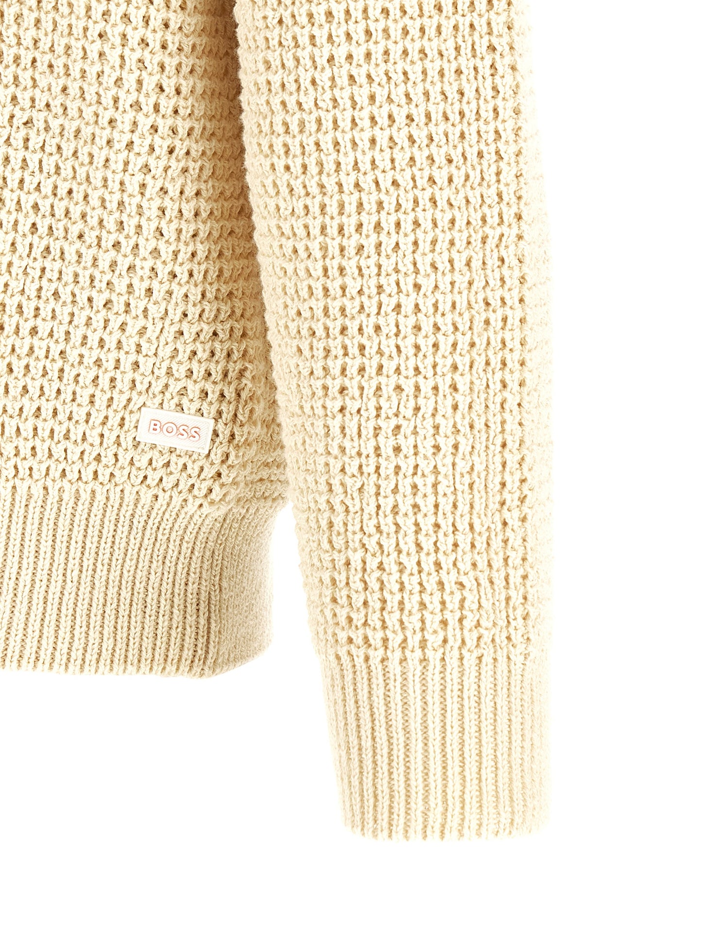 Cardigan by Hugo Boss for men in cotton polyester beige, natural & patterned showcases a captivating silhouette, artfully detailed with a captivating and for a truly sophisticated captivating look.