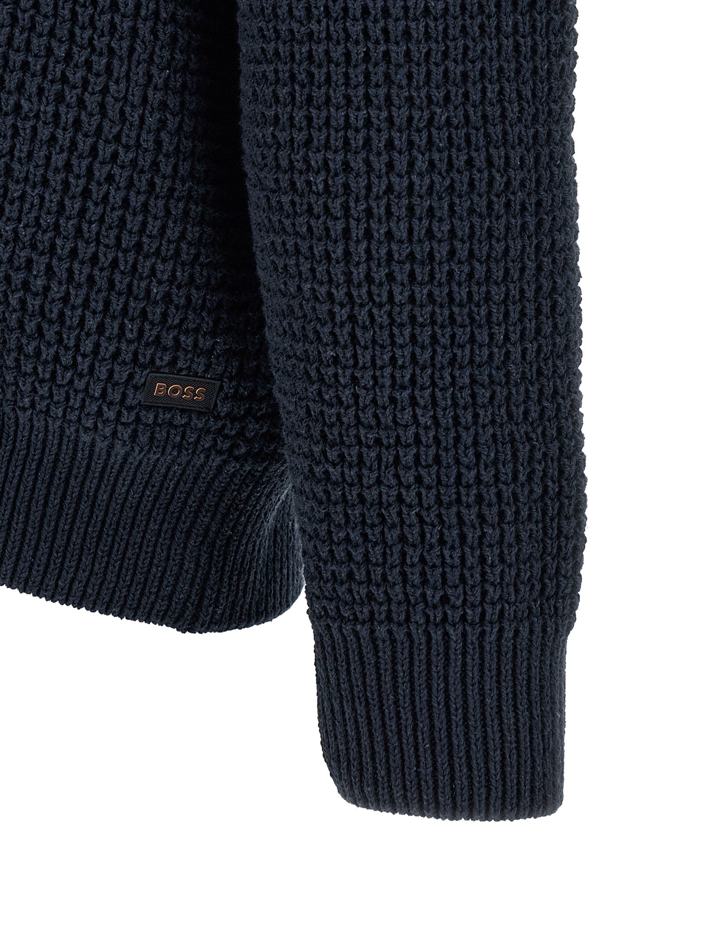 Cardigan by Hugo Boss for men in cotton polyester navy & patterned features an impeccable silhouette, showcasing a sophisticated and detail for a truly impeccable finish.