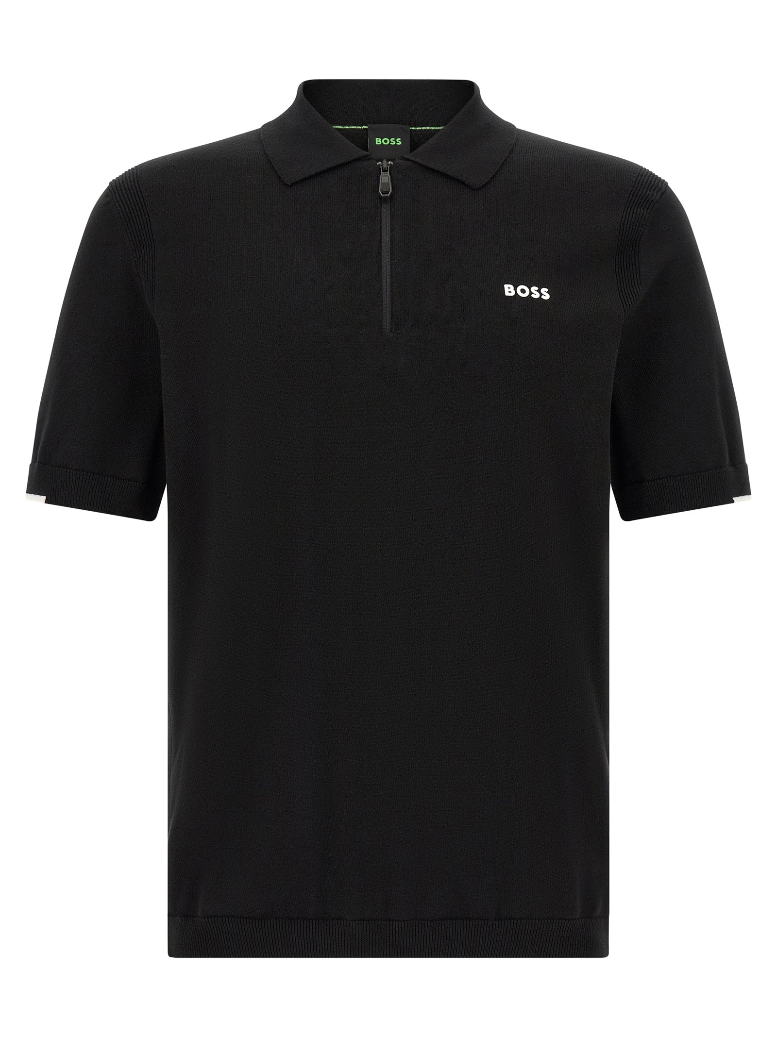Polo Shirt by Hugo Boss for men in cotton black & white presents a sleek silhouette, featuring a refined and for a sleek finish.