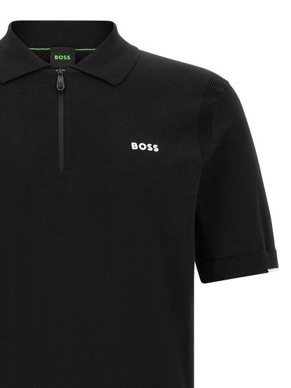 Polo Shirt by Hugo Boss for men in cotton black & white showcases a sharp silhouette, detailed with a refined and sharp for a sophisticated finish.