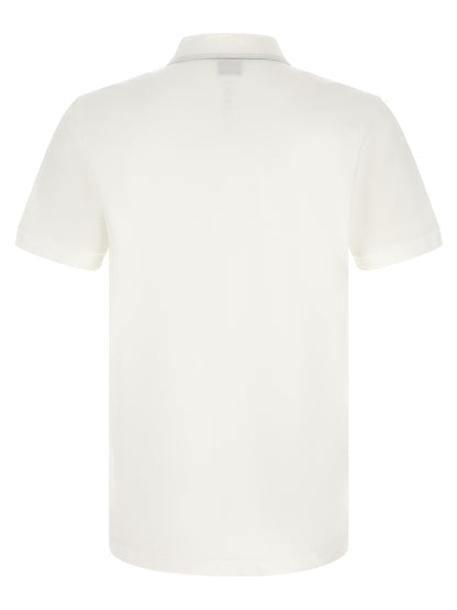 Polo Shirt by Hugo Boss for men in stretch cotton white, patterned, monogram & striped presents a distinguished silhouette, showcasing a sophisticated and distinguished for a truly distinguished finish.