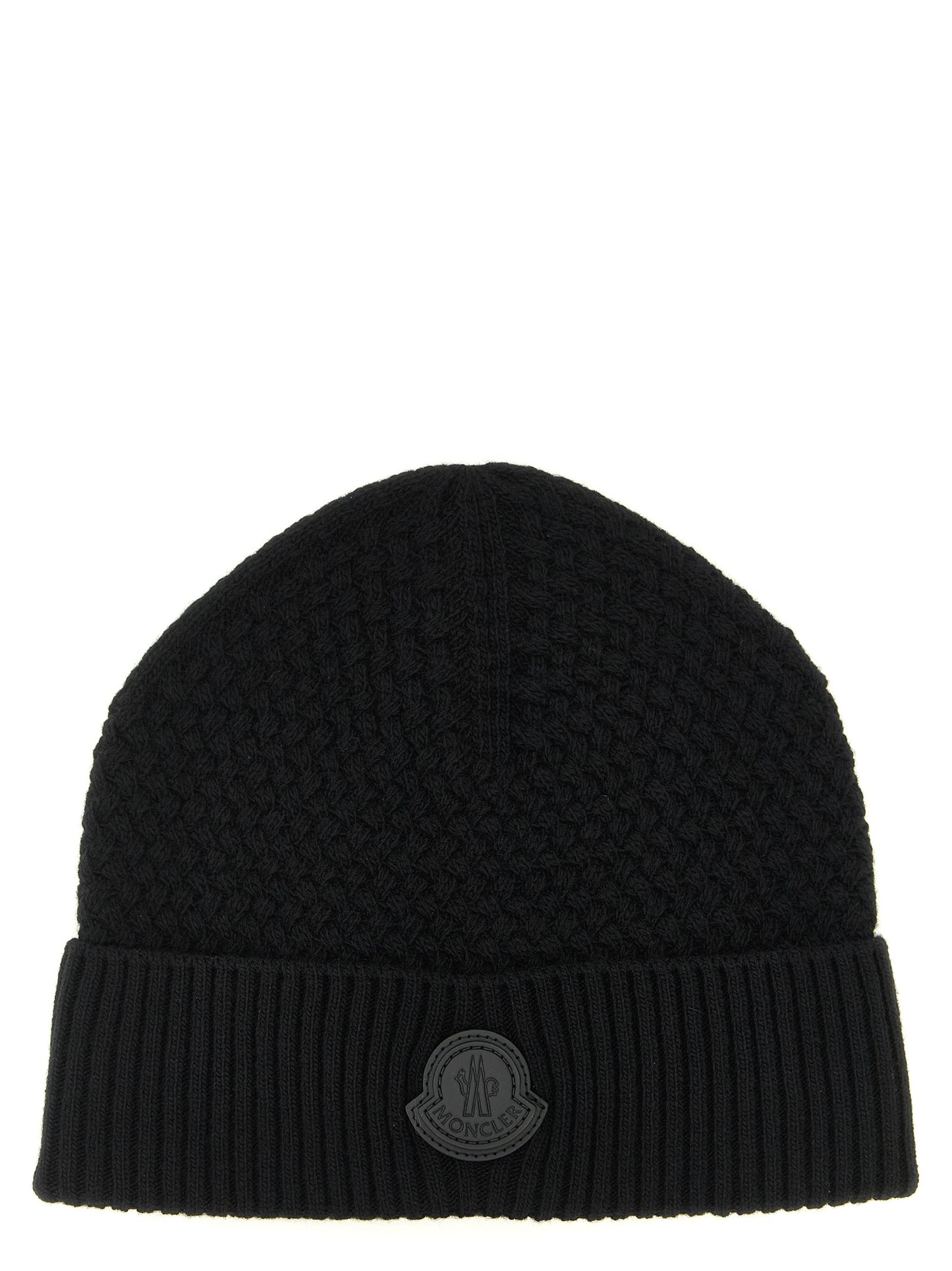 Beanie Hat by Moncler for men in cashmere wool & leather black features a distinguished knit construction, showcasing the sophisticated silhouette and distinguished finish of the Cashmere Wool & Leather Beanie Hat.
