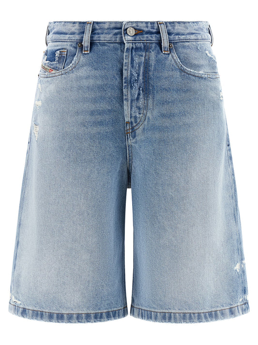 Denim Shorts by Diesel for women in organic cotton denim light-blue & signature features an stylish straight-leg & wide with a short and , showcasing an stylish silhouette for a premium, high-fashion look.