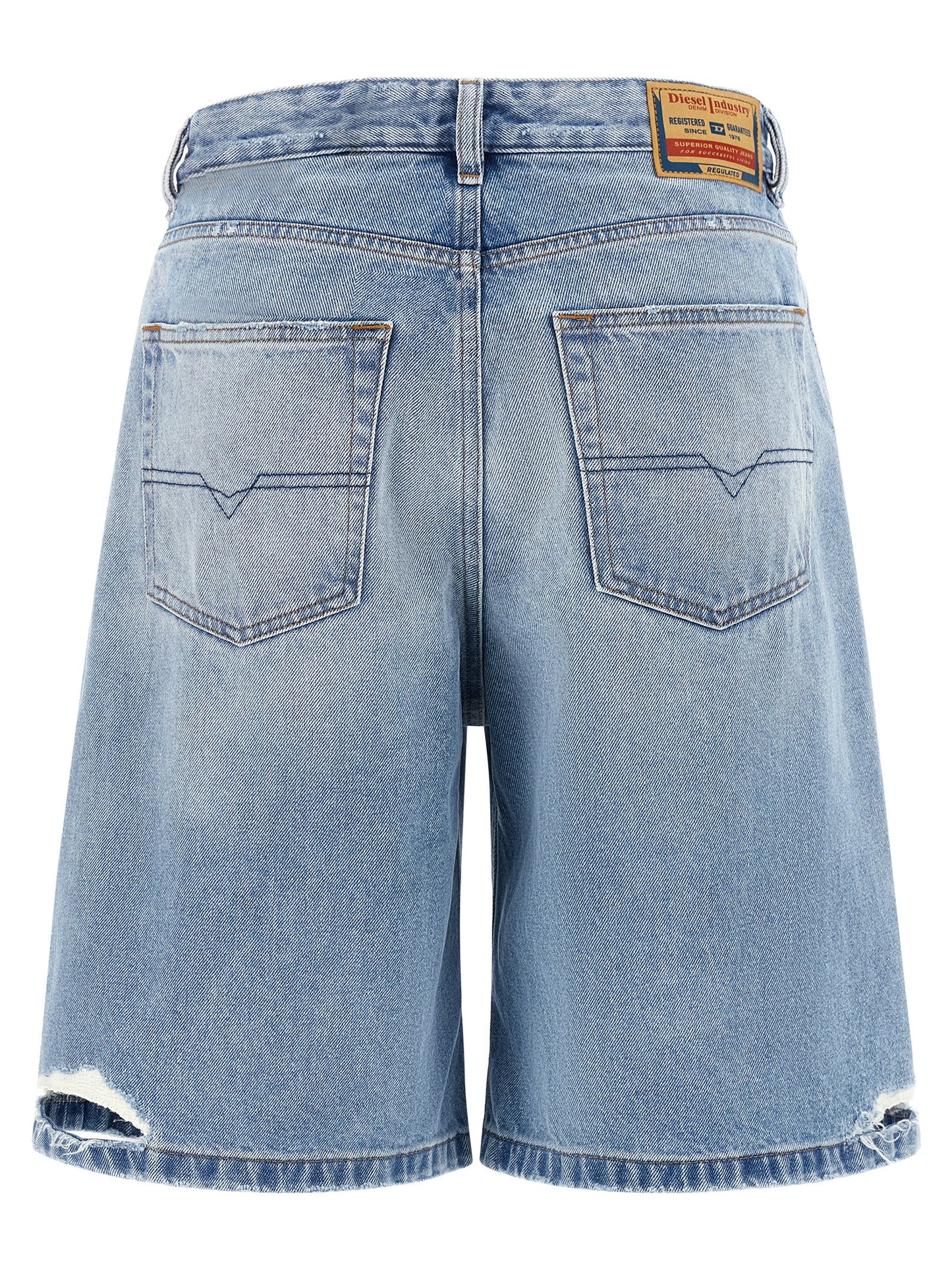 Denim Shorts by Diesel for women in organic cotton denim light-blue & signature features an magnificent silhouette, showcasing a magnificent straight-leg & wide with a short and for a premium, sophisticated aesthetic.