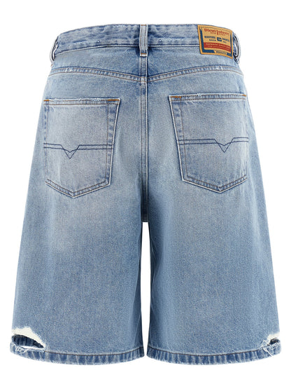 Denim Shorts by Diesel for women in organic cotton denim light-blue & signature features an magnificent silhouette, showcasing a magnificent straight-leg & wide with a short and for a premium, sophisticated aesthetic.