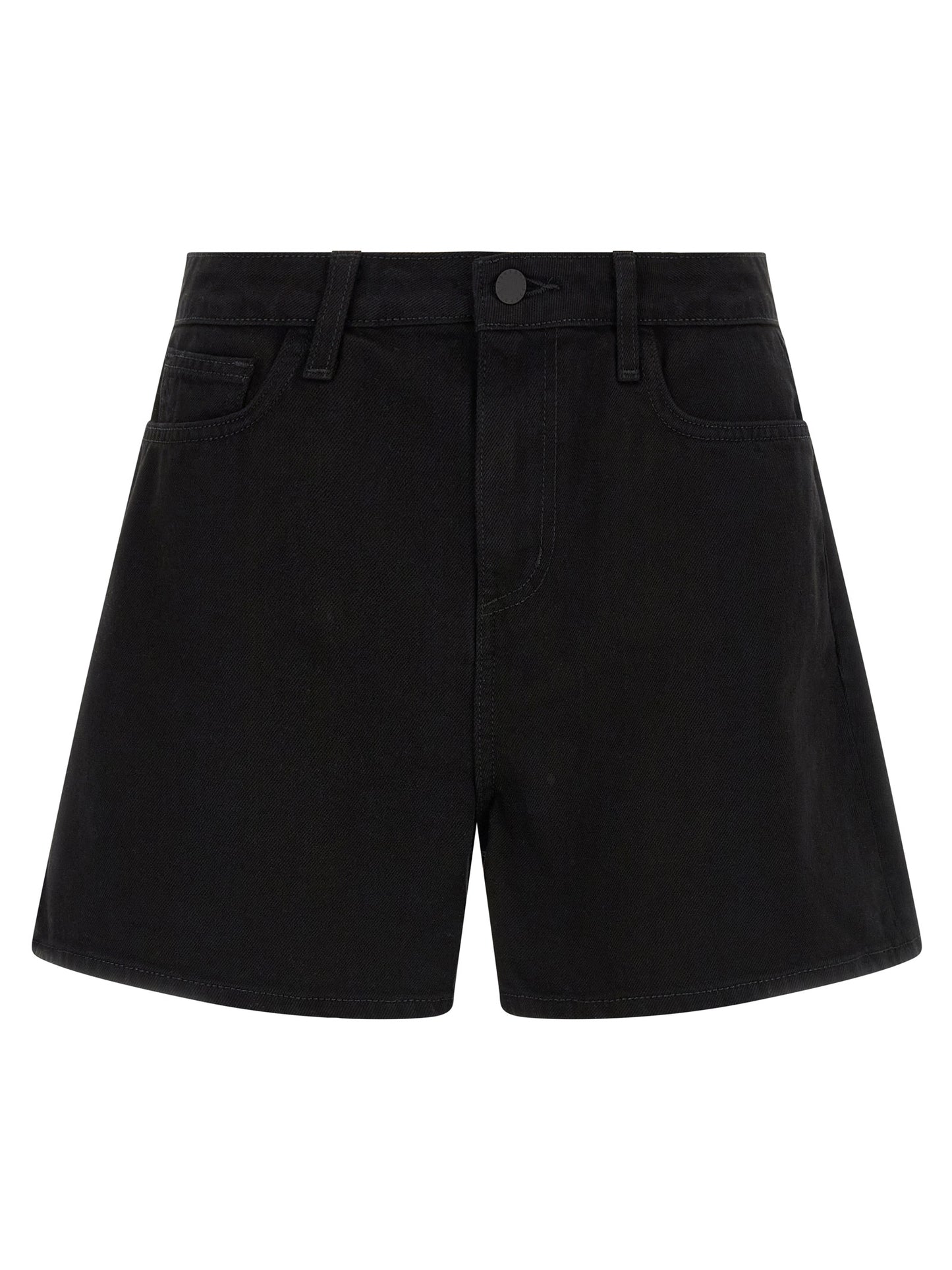L'Agence Women's Flared High Rise Denim Cotton Shorts - Black