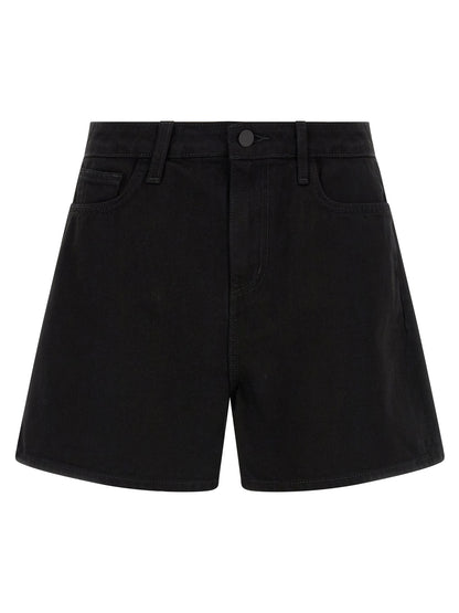 L'Agence Women's Flared High Rise Denim Cotton Shorts - Black