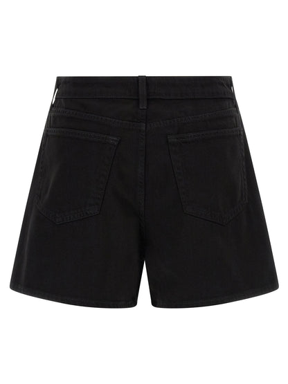 L'Agence Women's Flared High Rise Denim Cotton Shorts - Black