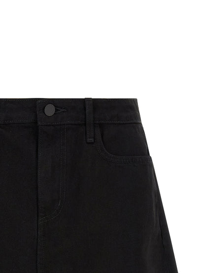 L'Agence Women's Flared High Rise Denim Cotton Shorts - Black