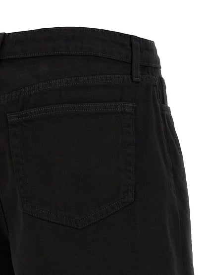 L'Agence Women's Flared High Rise Denim Cotton Shorts - Black