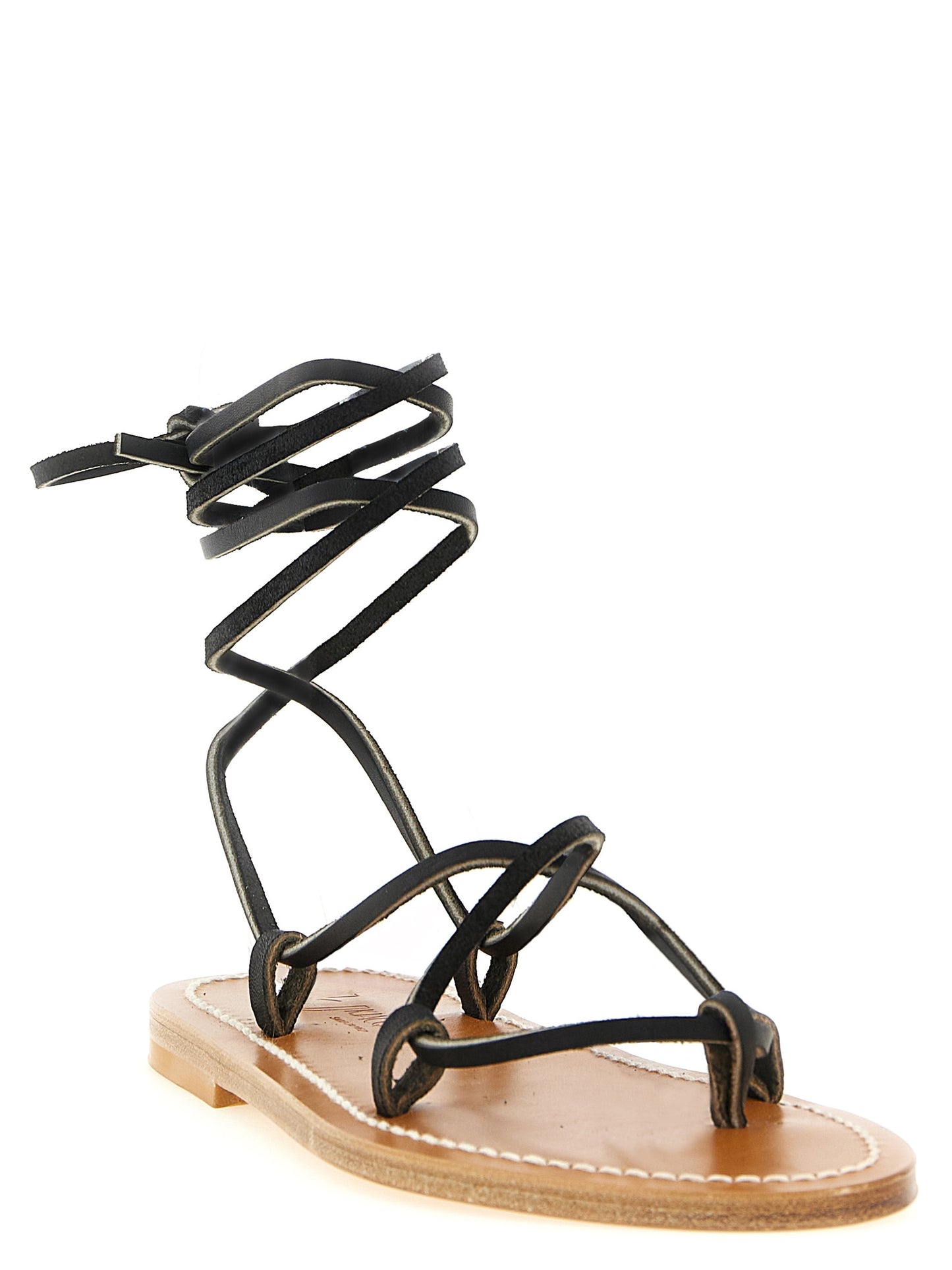 Flat Flip-Flop Lace-Up Sandals by K.JACQUES SAINT TROPEZ for women in bos taurus cowhide leather black, natural & white features an architectural design from the Essence Women's Bos Taurus Cowhide Leather Flat Flip-Flop Lace-Up Sandals collection, defined by a architectural flat and for a architectural finish.