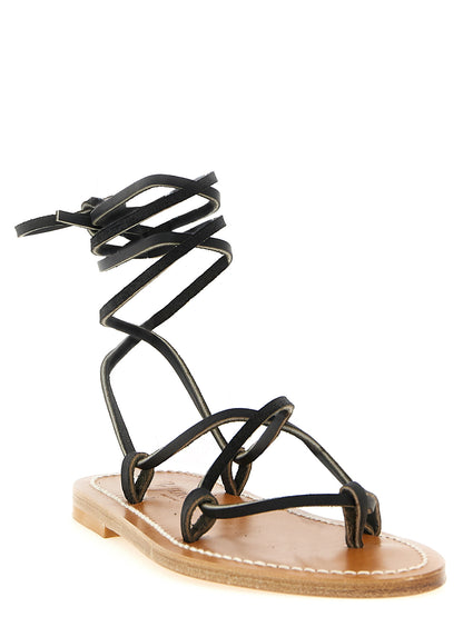 Flat Flip-Flop Lace-Up Sandals by K.JACQUES SAINT TROPEZ for women in bos taurus cowhide leather black, natural & white features an architectural design from the Essence Women's Bos Taurus Cowhide Leather Flat Flip-Flop Lace-Up Sandals collection, defined by a architectural flat and for a architectural finish.