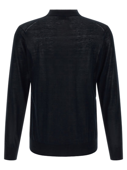 Cardigan by Brunello Cucinelli for men in cotton & silk blue showcases a luxurious silhouette, meticulously detailed with a sophisticated and for a refined finish.