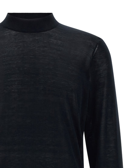 Cardigan by Brunello Cucinelli for men in cotton & silk blue features a dramatic silhouette, showcasing a sophisticated and dramatic detail for a timeless, premium look.