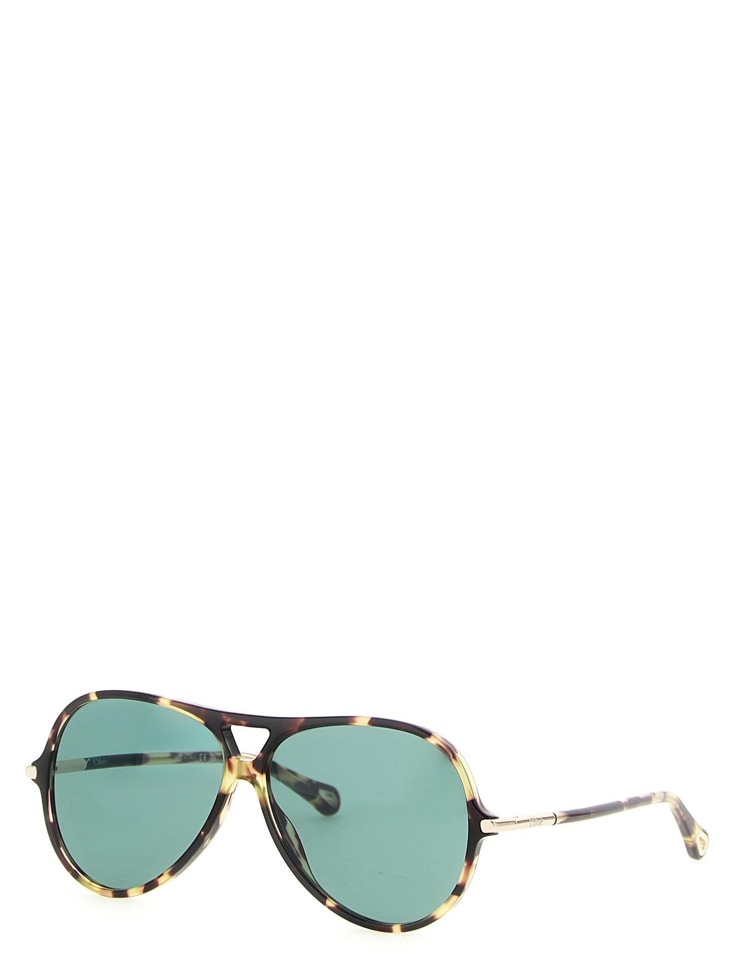 Sunglasses by Chloé for women in lambskin leather and green & multicolor featuring an stylish aviator frame design with a sophisticated multicolor coloured frame finish and high-performance .
