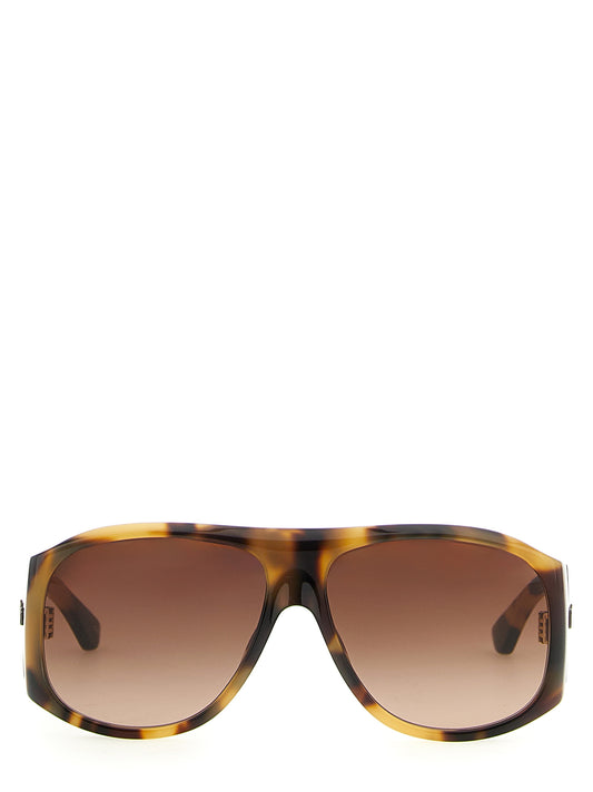 Sunglasses by Chloé for women in lambskin leather and gradient, brown, gold & havana presents a enviable silhouette, featuring brown coloured frame and with gradient lens for a enviable look.