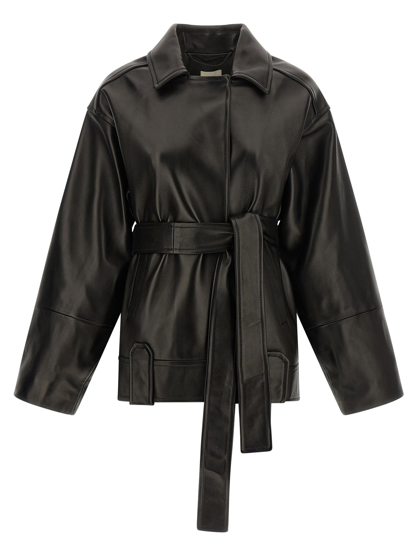 Jacket by Khaite for women in lambskin leather black presents a authentic silhouette, artfully detailed with a authentic and functional pockets for a premium authentic finish.