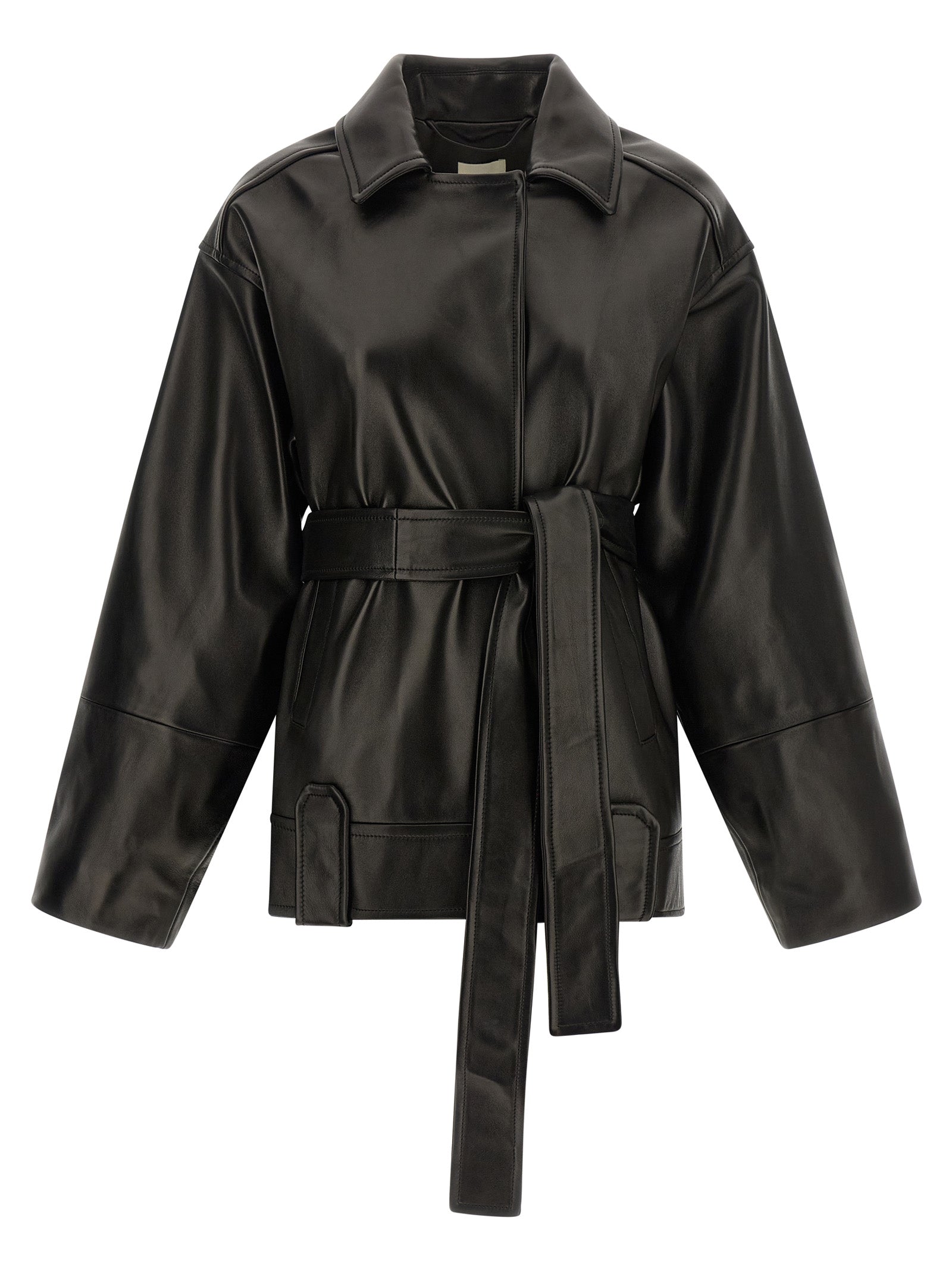 Jacket by Khaite for women in lambskin leather black presents a authentic silhouette, artfully detailed with a authentic and functional pockets for a premium authentic finish.