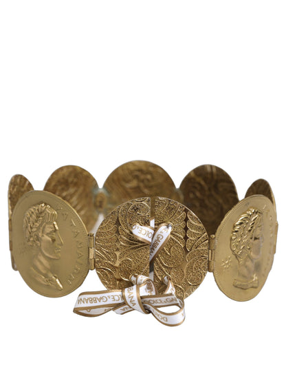 Dolce & Gabbana Gold Tone Brass Coin Metal Waist Cintura Belt