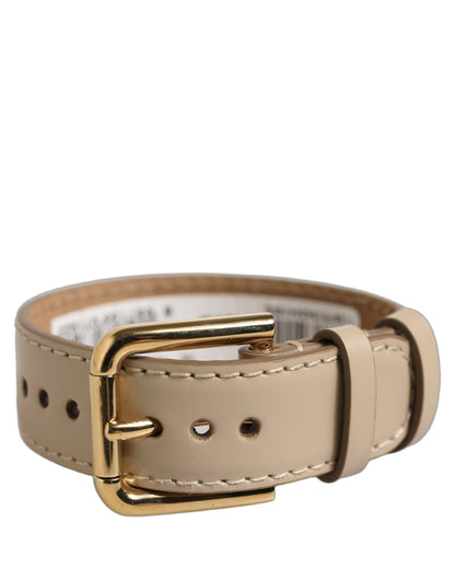 Dolce & Gabbana Beige Calfskin Leather Gold Buckle Belt Strap Bracelet