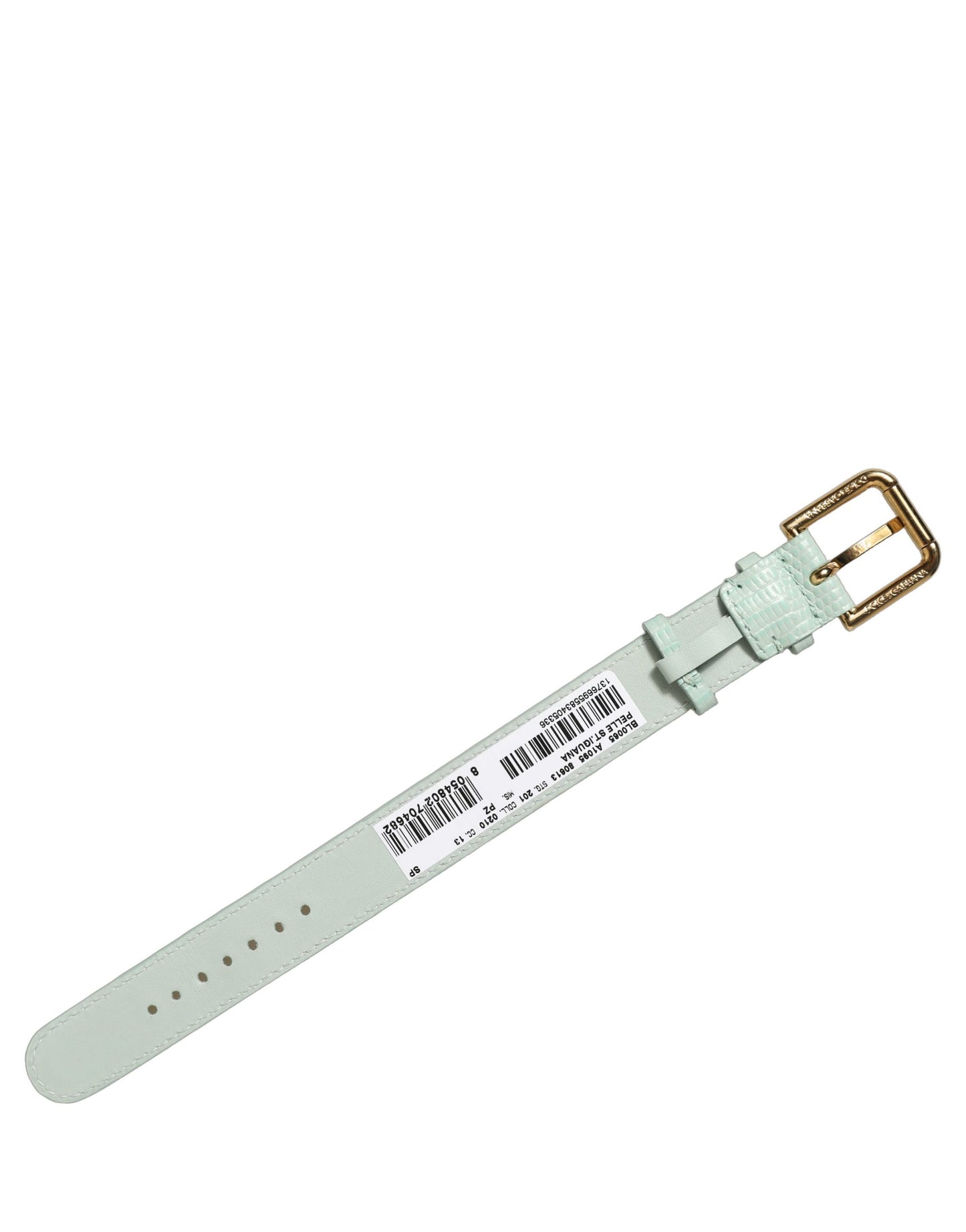 Dolce & Gabbana Green Textured Leather Gold Buckle Belt Strap Bracelet