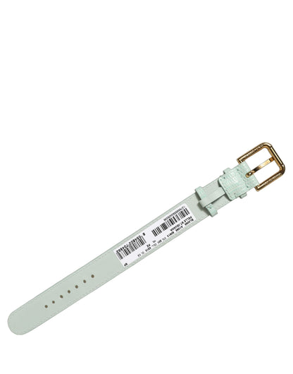 Dolce & Gabbana Green Textured Leather Gold Buckle Belt Strap Bracelet