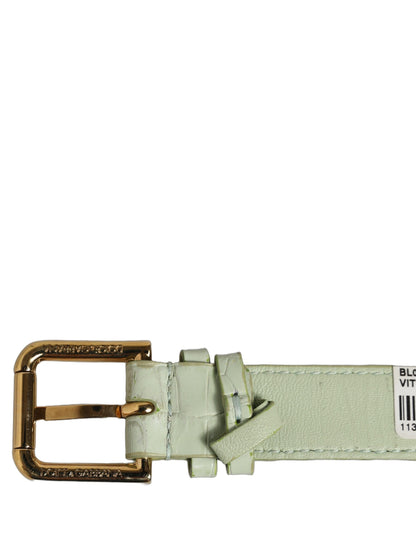 Dolce & Gabbana Green Embossed Leather Gold Buckle Belt Strap Bracelet