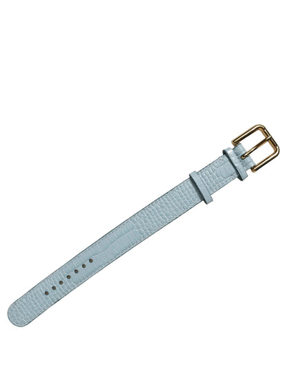Dolce & Gabbana Blue Embossed Leather Gold Buckle Belt Strap Bracelet