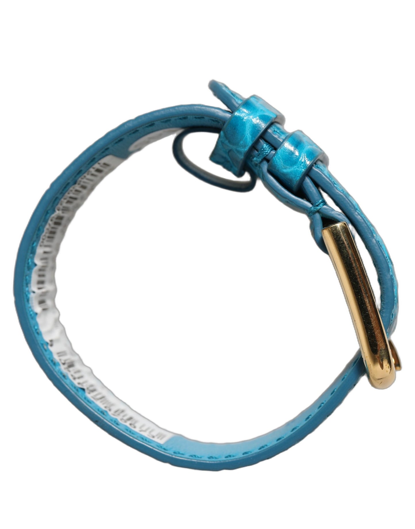 Dolce & Gabbana Blue Embossed Leather Gold Buckle Belt Strap Bracelet