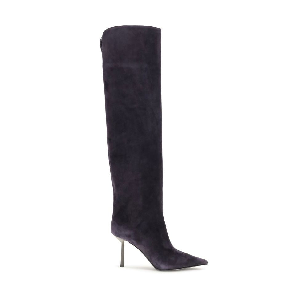 Stiletto Over-The-Knee Boots by LE SILLA for women in bos taurus calf suede leather blue features an effortless chic silhouette from the Women's Bos Taurus Calf Suede Leather Stiletto Over-The-Knee Boots collection, showcasing a effortless chic stiletto and refined for an effortless chic look.