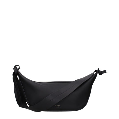 Shoulder Bag by Jil Sander for women in leather black features a effortless sophistication silhouette, secured by a with ample and versatile shoulder-strap for a effortless sophistication finish.
