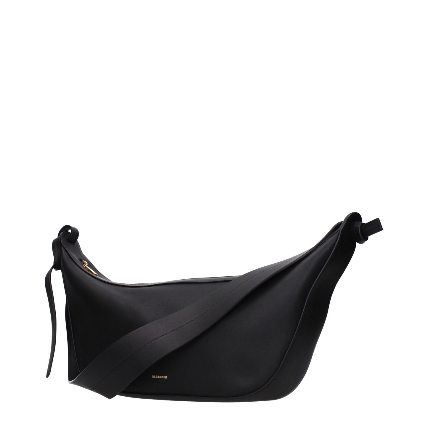 Shoulder Bag by Jil Sander for women in leather black features an effortlessly chic silhouette with a secure , ample , and versatile shoulder-strap for effortlessly chic everyday luxury.