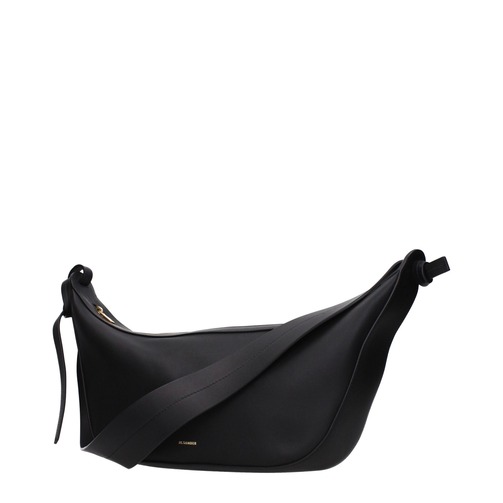 Shoulder Bag by Jil Sander for women in leather black features an effortlessly chic silhouette with a secure , ample , and versatile shoulder-strap for effortlessly chic everyday luxury.