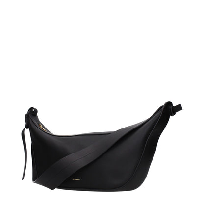 Shoulder Bag by Jil Sander for women in leather black features an effortlessly chic silhouette with a secure , ample , and versatile shoulder-strap for effortlessly chic everyday luxury.