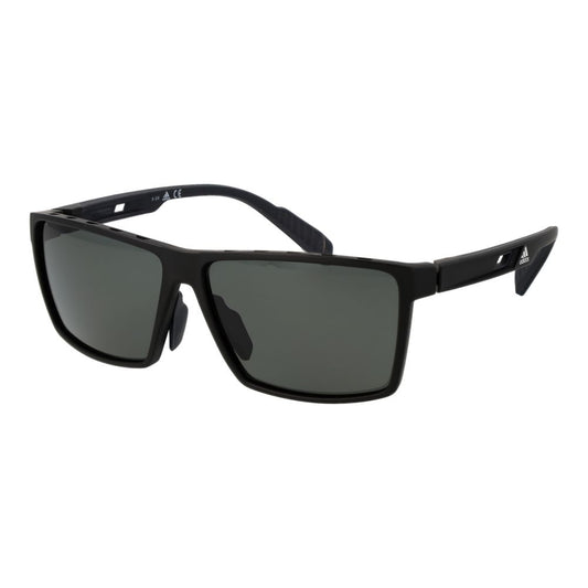 Sunglasses by Adidas for men in and black presents a sumptuous silhouette, featuring black coloured frame and full-rim square frame design with polarized category-3-dark-tint lens for a sumptuous look.