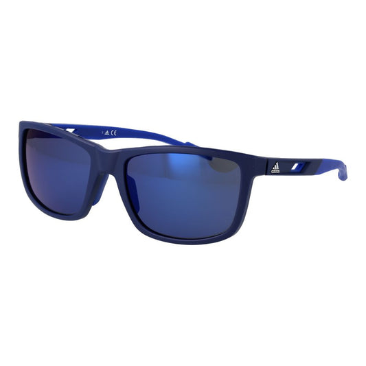 Sunglasses by Adidas for men in blue features a sumptuous silhouette, showcasing a sumptuous full-rim sport frame design in blue coloured frame with high-performance mirrored category-3-dark-tint lens.