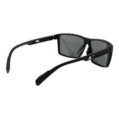 Sunglasses by Adidas for men in black showcases a ethereal silhouette, featuring black coloured frame full-rim square frame design with polarized category-3-dark-tint lens for a ethereal finish.