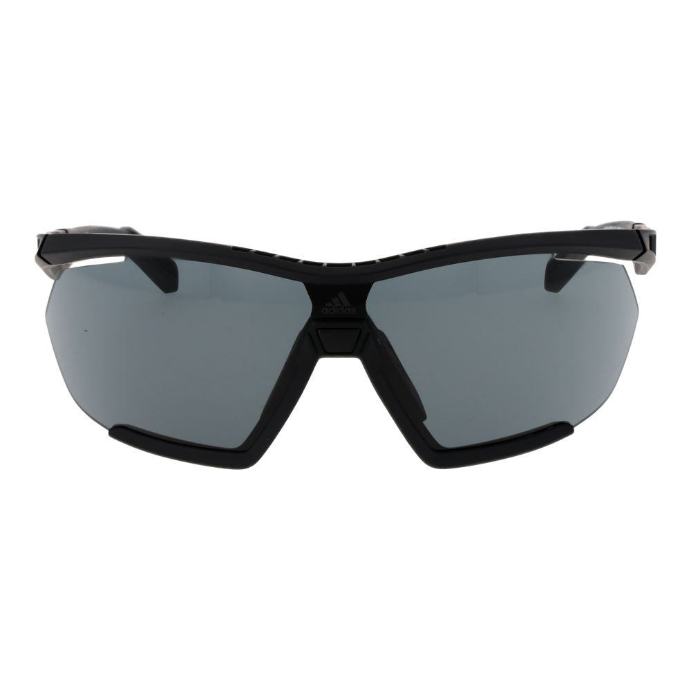 Sunglasses by Adidas for unisex in black showcases a ethereal silhouette, featuring black coloured frame half-rim mono-lens frame design with polarized category-3-dark-tint lens for a ethereal finish.