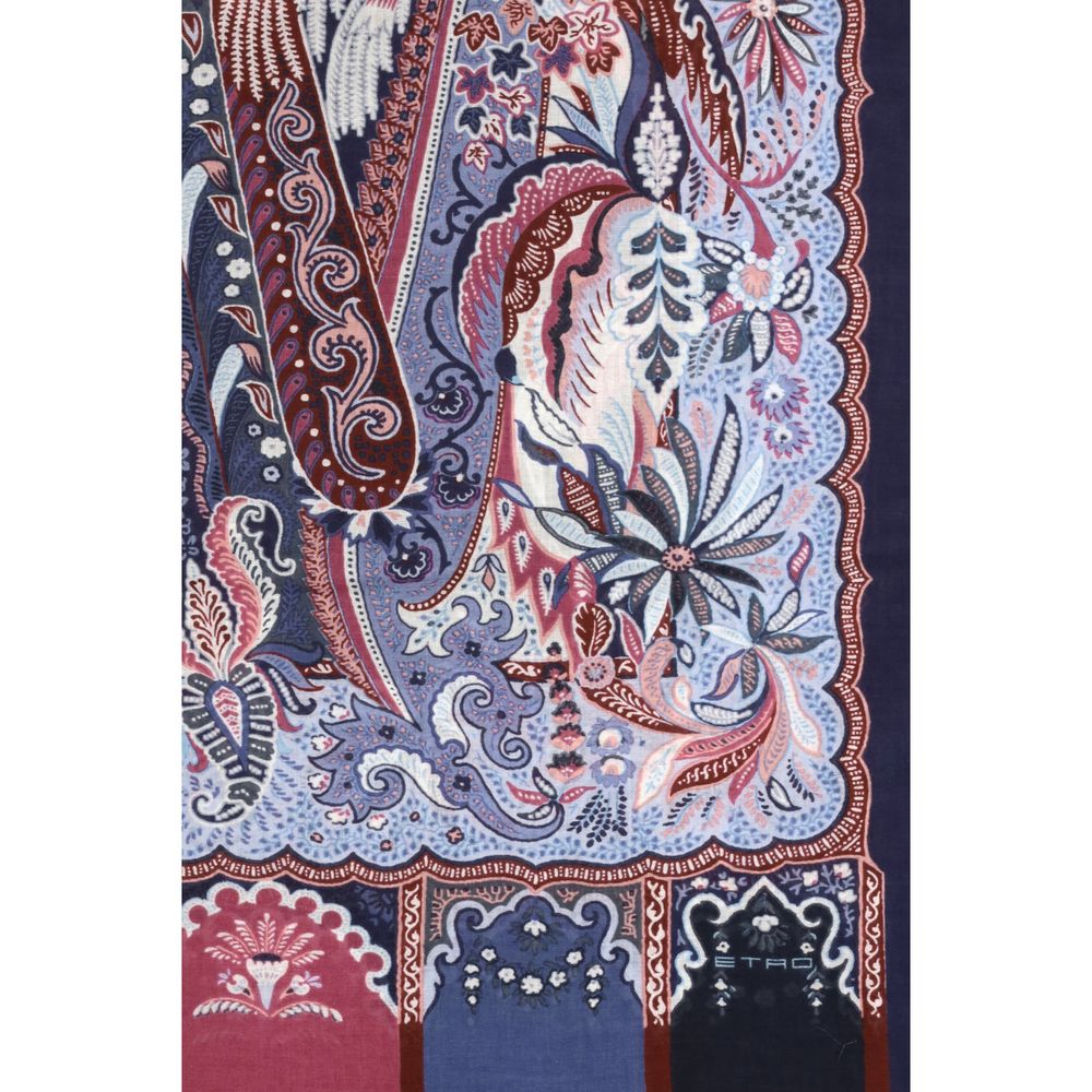 Scarf by Etro for men in modal multicolor, patterned, paisley, floral, signature & print features a timeless silhouette, artfully capturing the essence of the timeless Modal Scarf design for a sophisticated look.