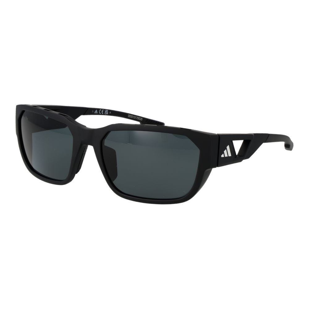 Sunglasses by Adidas for men in and black featuring an opulent rectangle full-rim frame design with a sophisticated black coloured frame finish and high-performance polarized category-3-dark-tint lens.